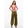 Desigual satijnen tapered low waist cargobroek kaki