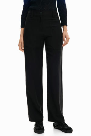 straight regular waist broek zwart