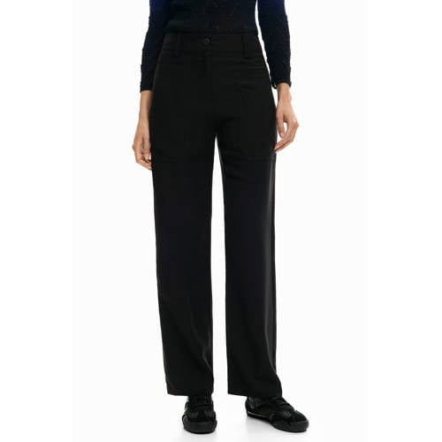 Desigual straight regular waist broek zwart afbeelding