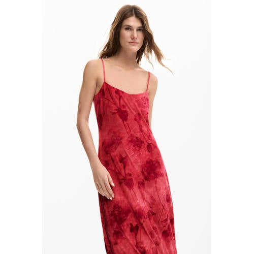 Desigual gebloemde midi jurk rood afbeelding