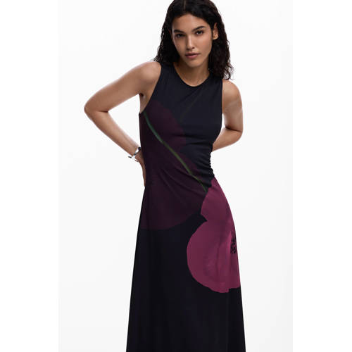 Desigual gebloemde midi jurk zwart afbeelding