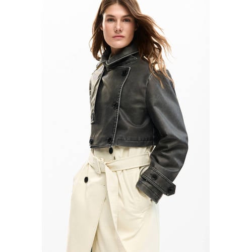 Desigual imitatieleren leren trenchcoat ecru afbeelding