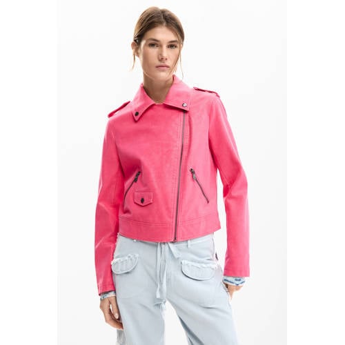 Desigual imitatieleren bikerjack roze afbeelding
