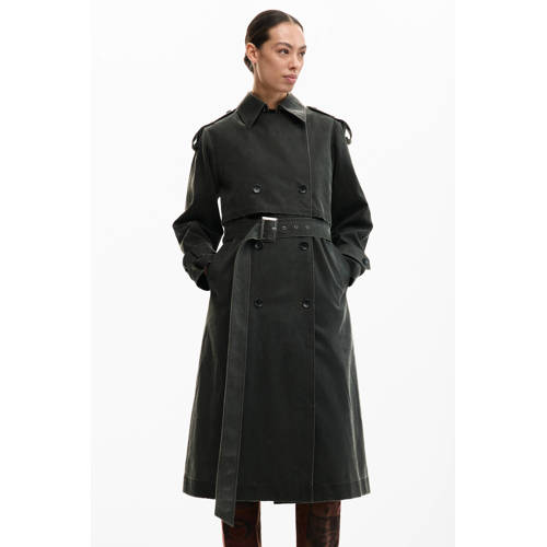 Desigual imitatieleren trenchcoat antraciet afbeelding