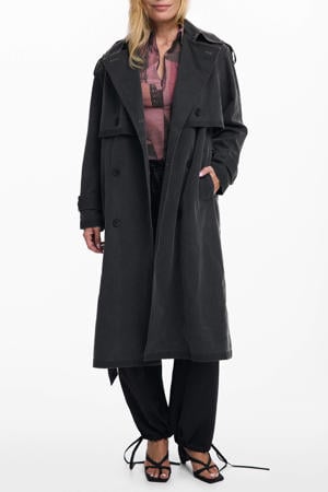 imitatieleren trenchcoat antraciet