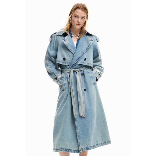 Desigual denim trenchcoat light blue denim afbeelding