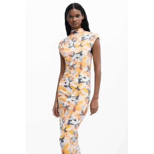 Desigual gebloemde midi jurk oranje afbeelding