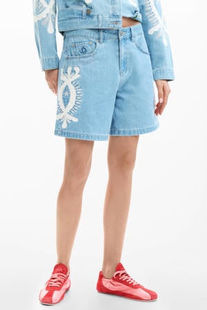 denim baggy high waist short medium blue denim