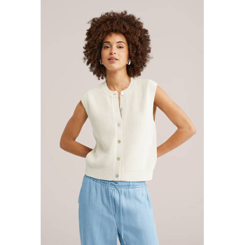 WE Fashion vest ecru gebreid afbeelding