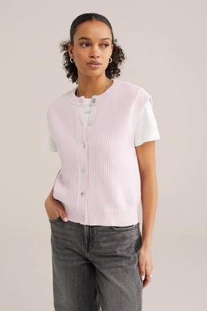 vest lichtroze gebreid