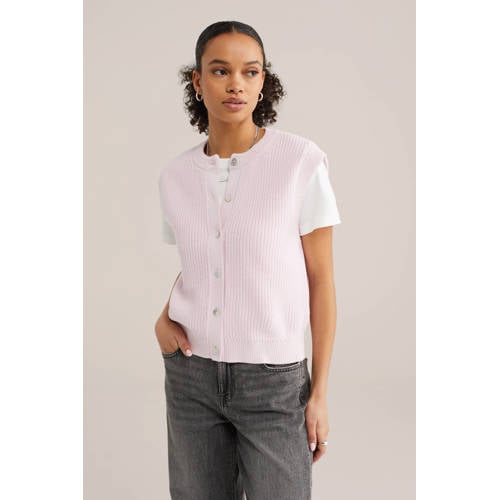 WE Fashion vest lichtroze gebreid afbeelding