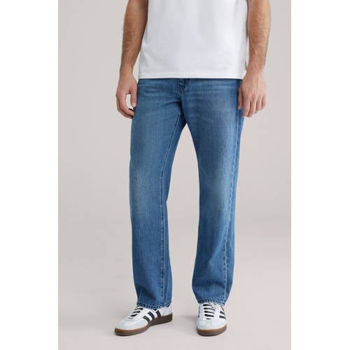 WE Fashion straight leg jeans mid blue afbeelding