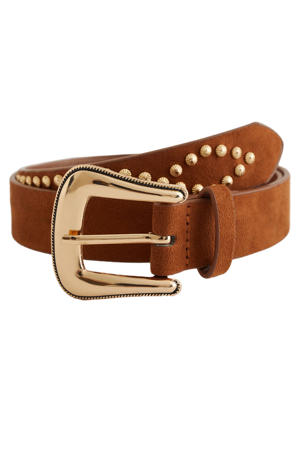 riem met studs bruin