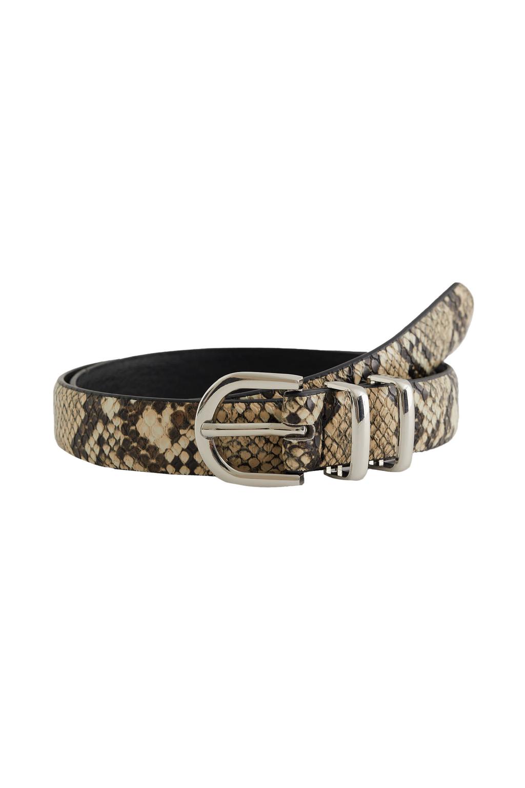WE Fashion riem met slangenprint beige