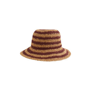 raffia zonnehoed naturel/donkerrood