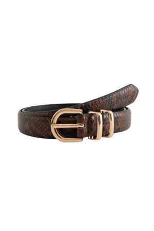 riem met slangenprint bruin