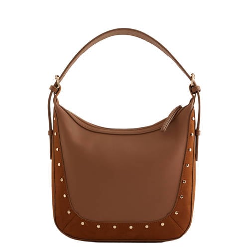 WE Fashion schoudertas met studs bruin afbeelding