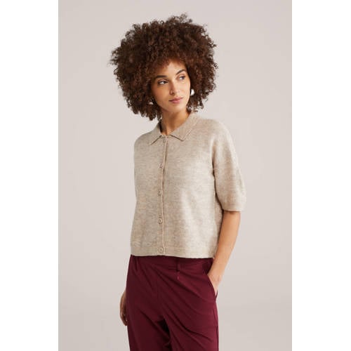 WE Fashion gebreid vest grijsbruin afbeelding