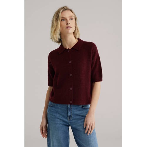 WE Fashion gebreid vest donkerrood afbeelding