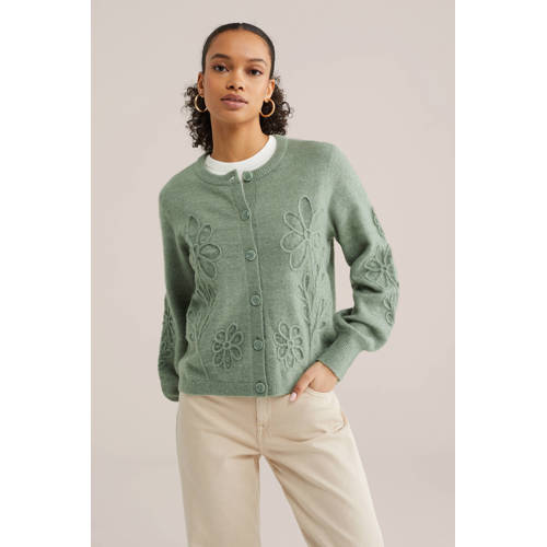 WE Fashion gebloemde vest groen afbeelding