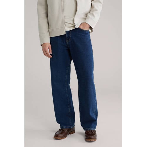 WE Fashion barrel jeans dark blue denim afbeelding