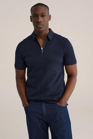 slim polo donkerblauw