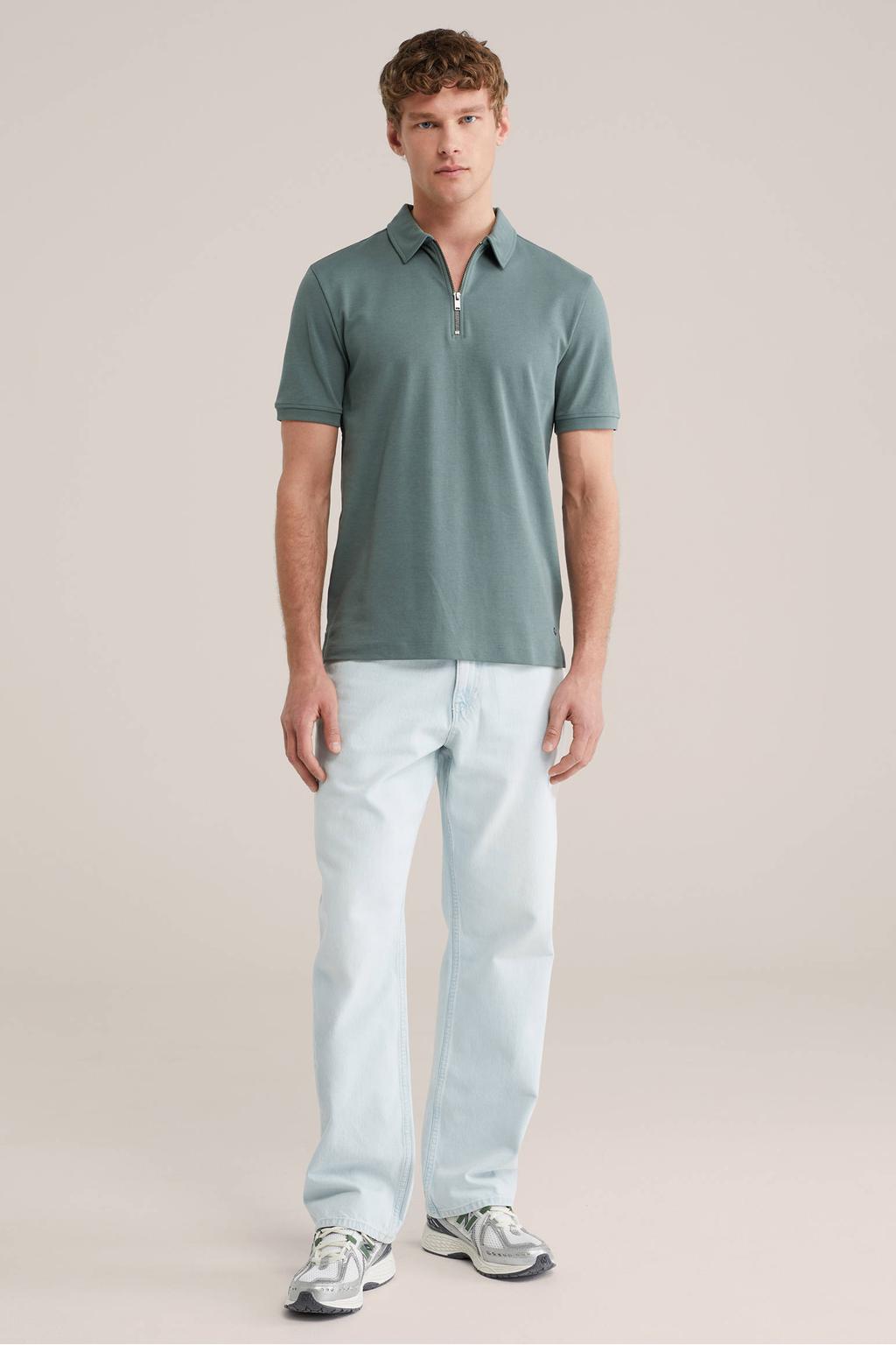 WE Fashion slim polo groen