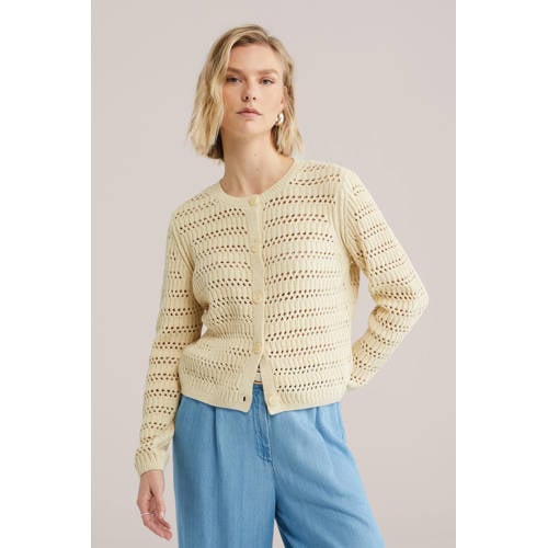 WE Fashion gebreid vest lichtgeel afbeelding