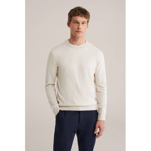 WE Fashion trui fijn gebreid beige afbeelding