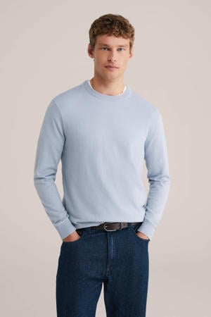 trui fijn gebreid blauw