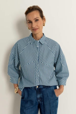 gestreepte blouse donkerblauw