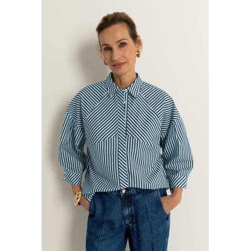 CLAUDIA BY CLAUDIA STRÄTER gestreepte blouse donkerblauw afbeelding