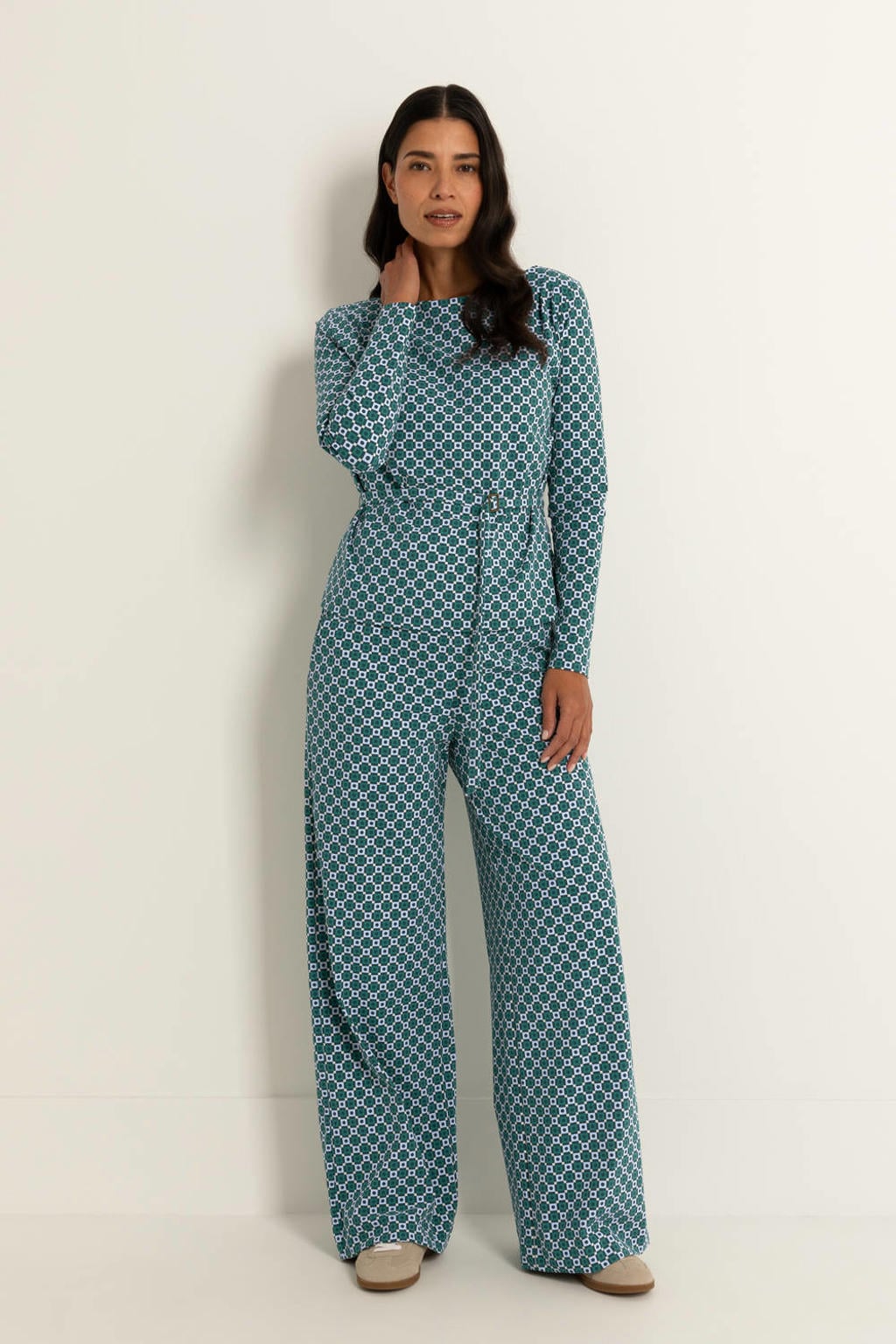 Turquoise dames CLAUDIA BY CLAUDIA STRÄTER travelstof wide leg high waist broek