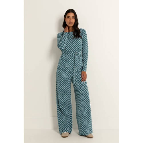 CLAUDIA BY CLAUDIA STRÄTER travelstof wide leg high waist broek petrol afbeelding