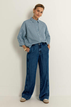 wide leg jeans dark blue denim