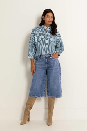 denim baggy regular waist short medium blue denim