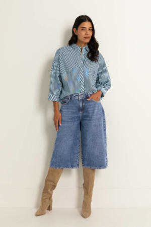 denim baggy regular waist short medium blue denim