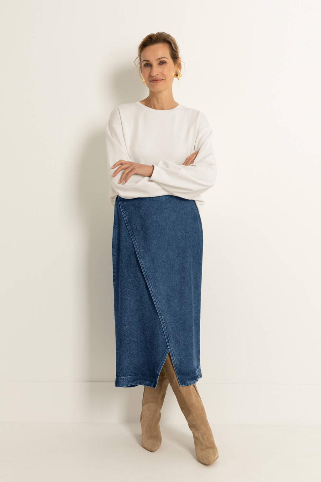 Medium blue denim dames CLAUDIA BY CLAUDIA STRÄTER spijkerrok dark blue gemaakt van denim