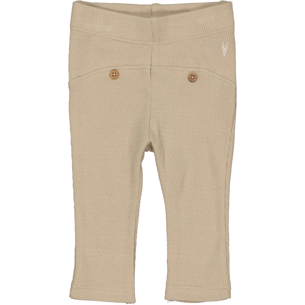 Bruine jongens LEVV Newborn regular casual broek van katoen met elastische tailleband en effen