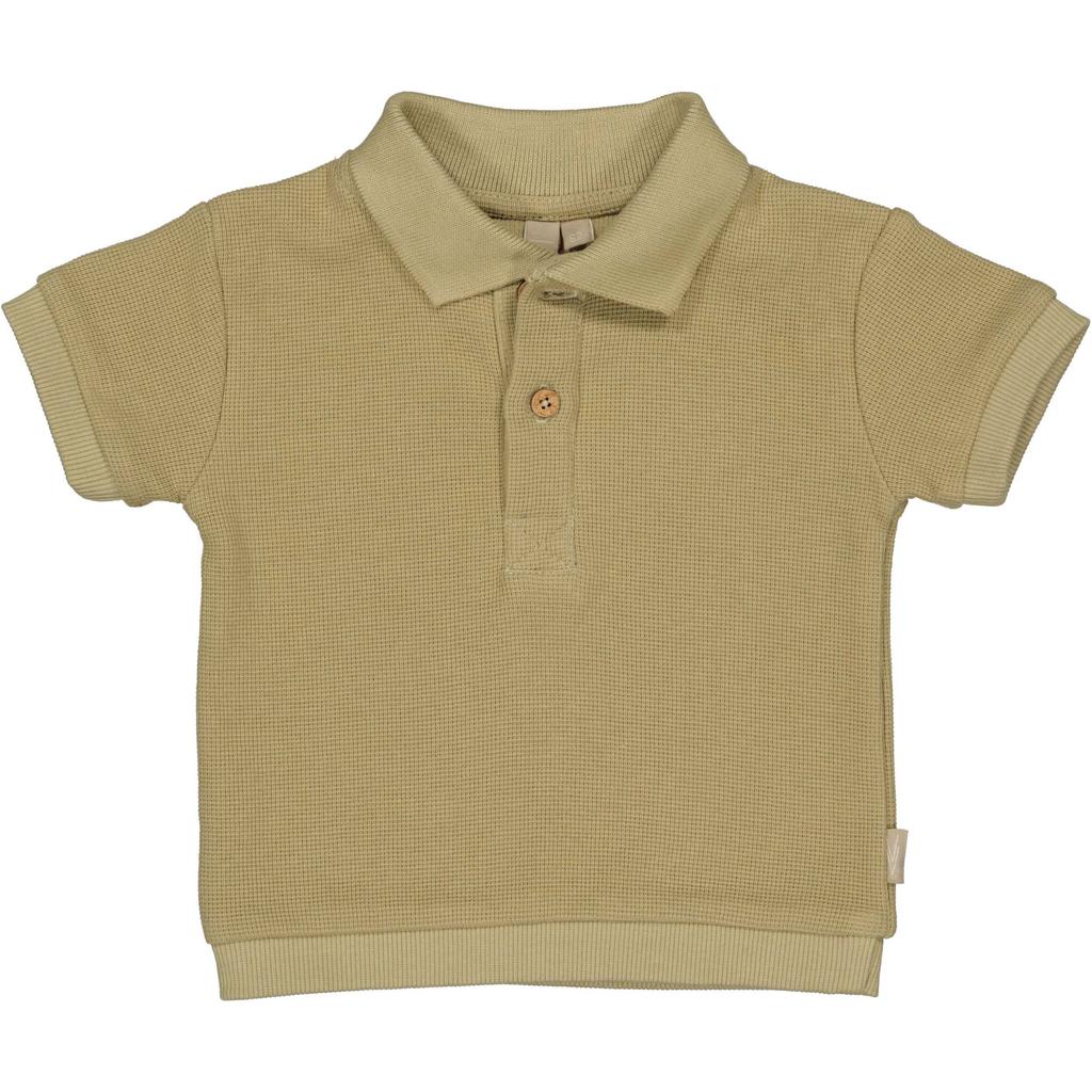 Groene jongens LEVV Newborn polo van katoen met effen, korte mouwen, knoopsluiting en elastische boord