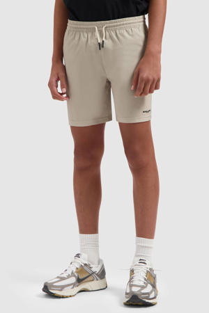 zwemshort met logo taupe, met polyester