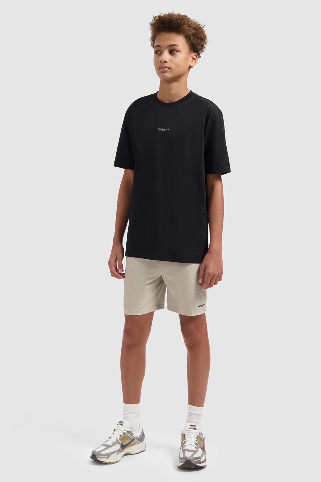 Ballin zwemshort met logo taupe, met polyester