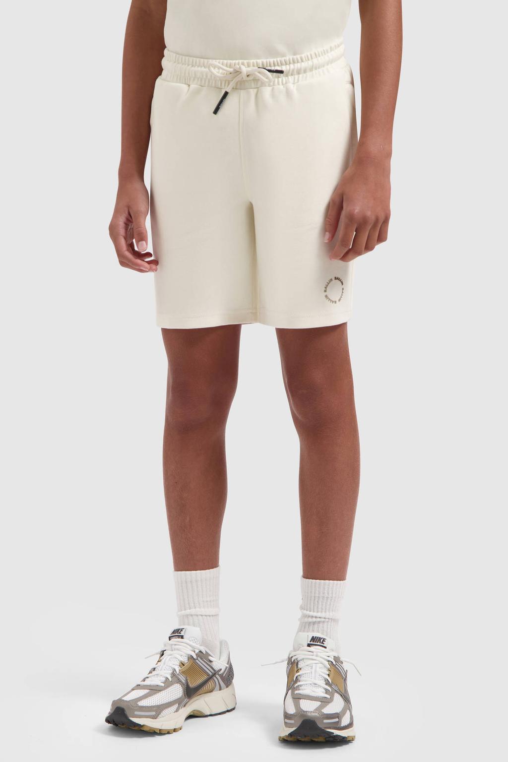 Ecru jongens Ballin regular sweatshort met elastische tailleband met koord en effen