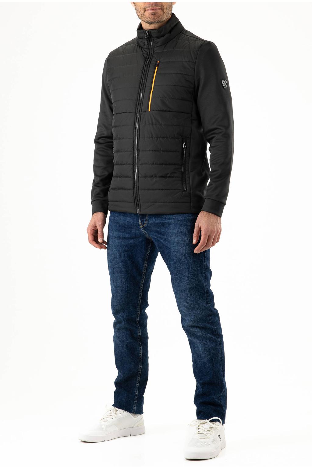 Antraciete heren Falcon jas Chimon van polyester met effen, lange mouwen, capuchon en ritssluiting