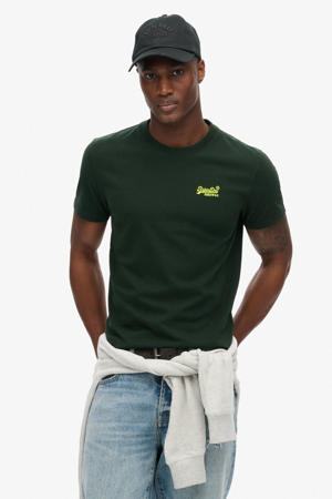 slim T-shirt donkergroen