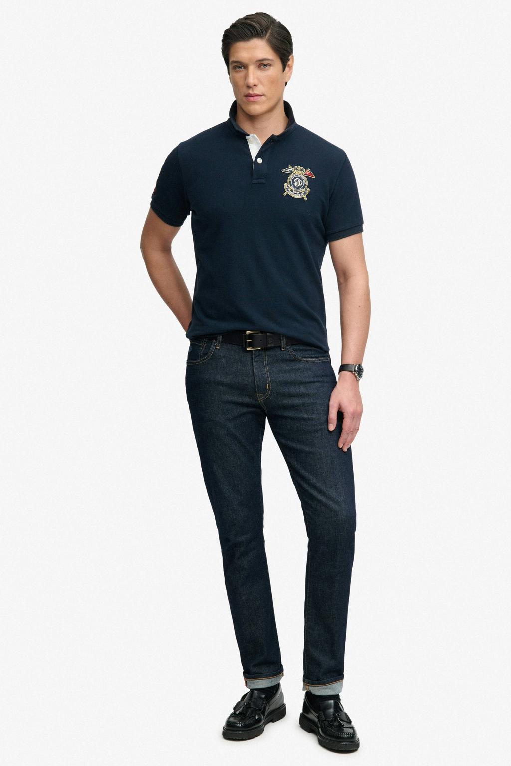 Superdry relaxed polo donkerblauw