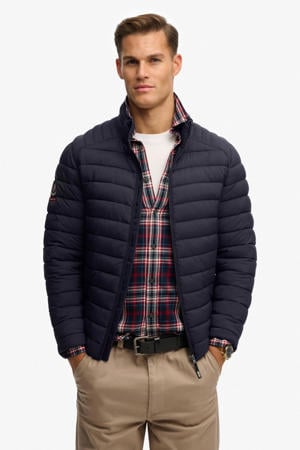 gewatteerde jas donkerblauw