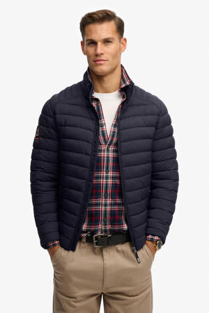 gewatteerde jas donkerblauw
