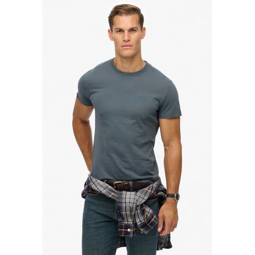 Superdry slim T-shirt grijsblauw afbeelding