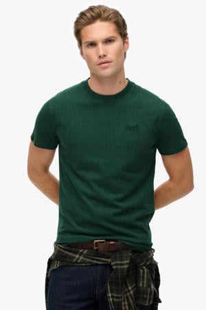 slim T-shirt donkergroen